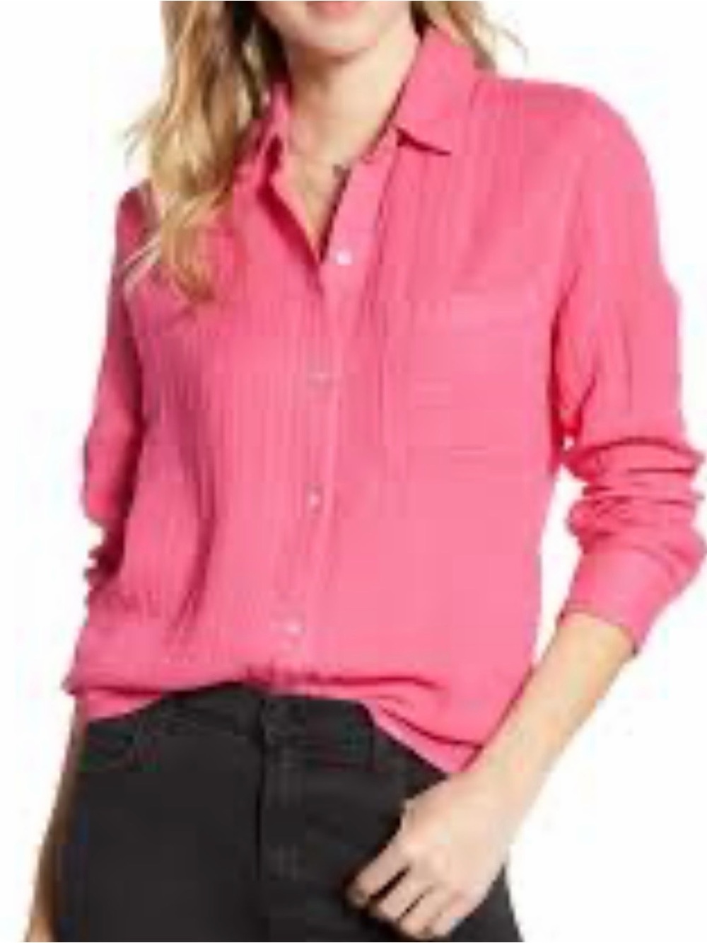 Rails Bright Pink Button-Down Cotton Shirt
